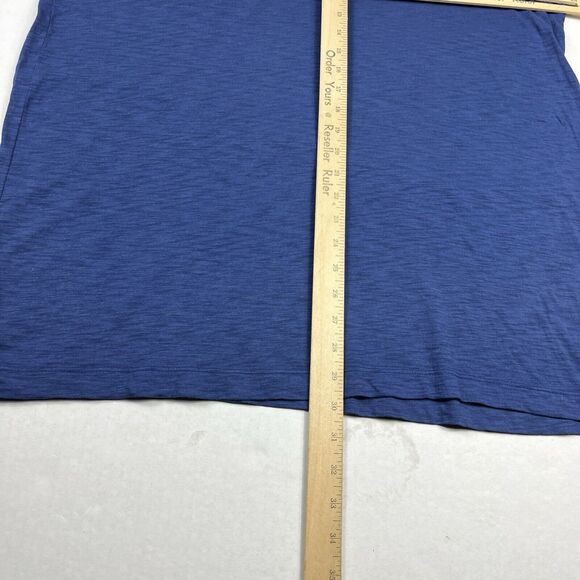 Vince Mens V-Neck Cotton T-Shirt Blue Plain Short Sleeve Top Basic Tee XL FLAW - Picture 6 of 11